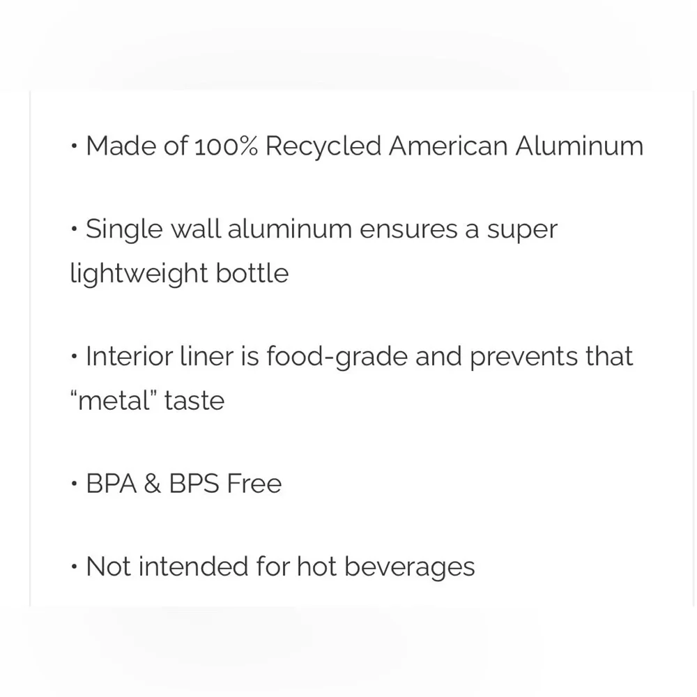 Liberty Southern Tier BPA Free Water Bottle with Cap, 24 Oz Aluminum Made in USA